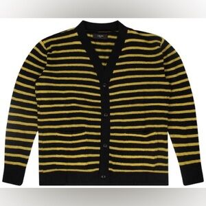 Amiri Thin Striped Cardigan Sweater 'Black/Yellow'
